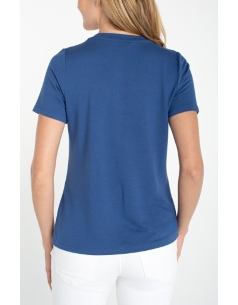 Liverpool Los Angeles Liverpool Short Sleeve V-neck Knit Tee