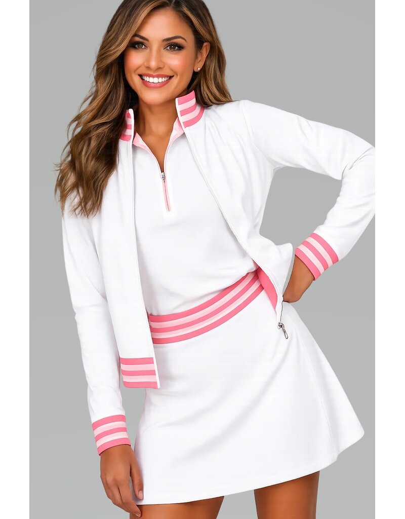 GGblue GGBlue Active Track Jacket White Cabana Pink