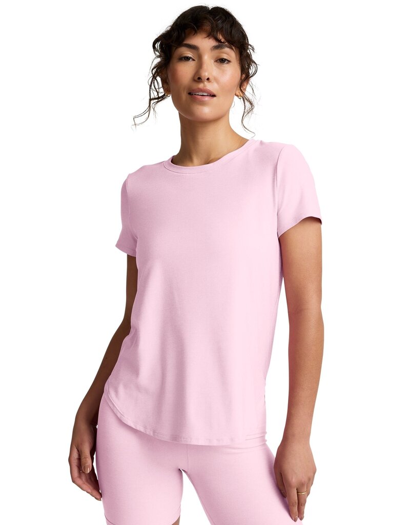 Beyond Yoga Beyond Yoga Featherweight On the Down Low Tee Frosty Pink Heather