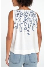 Liverpool Los Angeles Liverpool Sleeveless Boat Neck Woven Top with Pintucks