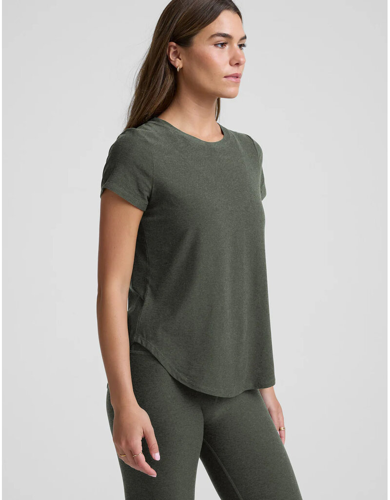 Beyond Yoga Featherweight On the Down Low Tee Dusty Forest Heather
