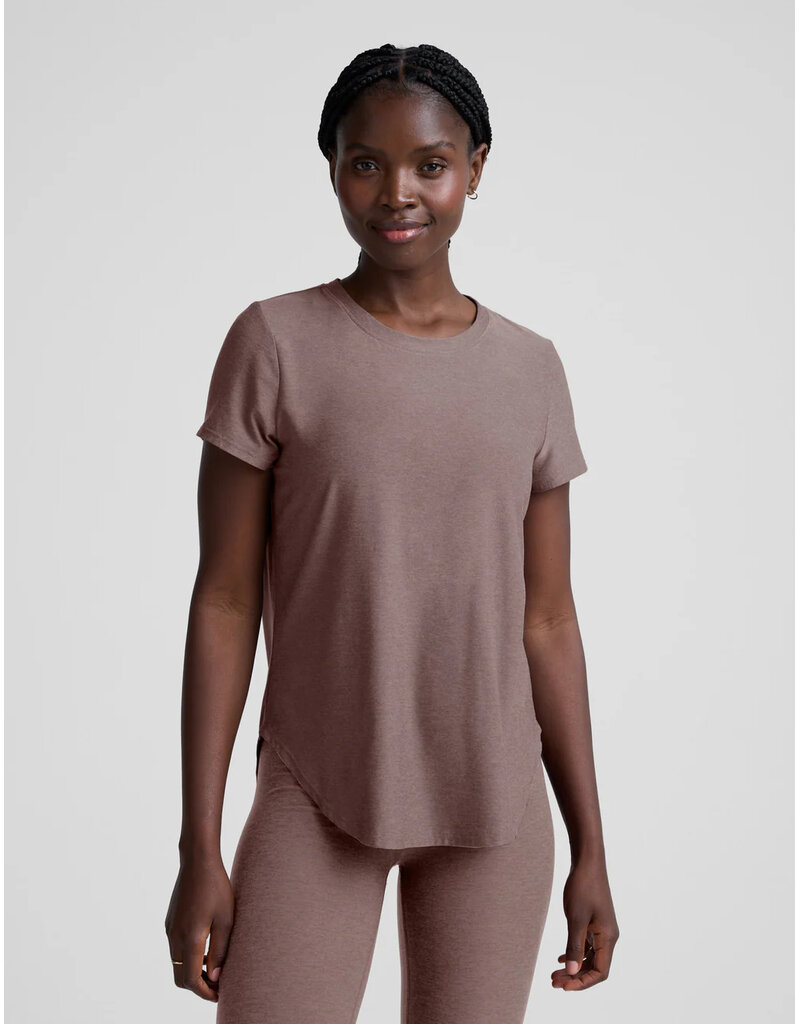 Beyond Yoga Beyond Yoga Featherweight On the Down Low Tee Rosey Taupe Heather