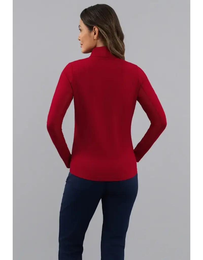 IBKul IBKul Solid Long Sleeve Mock Ruby