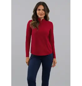 IBKul IBKul Solid Long Sleeve Mock Ruby