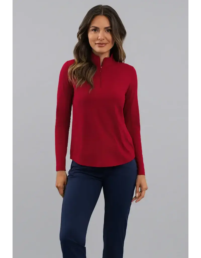 IBKul IBKul Solid Long Sleeve Mock Ruby