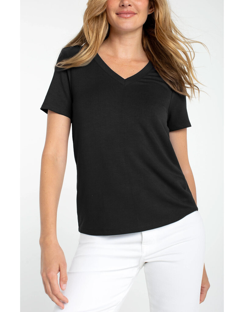 Liverpool Los Angeles Liverpool Short Sleeve V-neck Knit Tee
