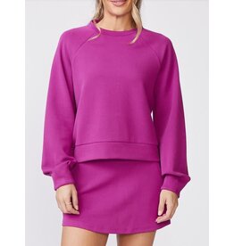 Thrive Societe Thrive Societe Pleat Sleeve Raglan Pullover Wild Berry