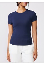 Thrive Societe Thrive Societe Short Sleeve Shirred Rib Tee Mood Indigo