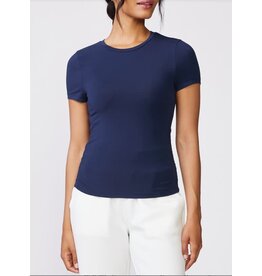 Thrive Societe Thrive Societe Short Sleeve Shirred Rib Tee Mood Indigo