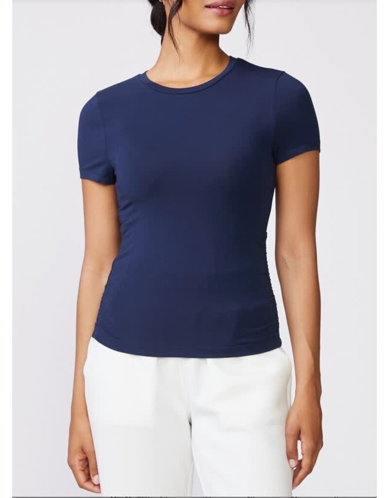 Thrive Societe Thrive Societe Short Sleeve Shirred Rib Tee Mood Indigo