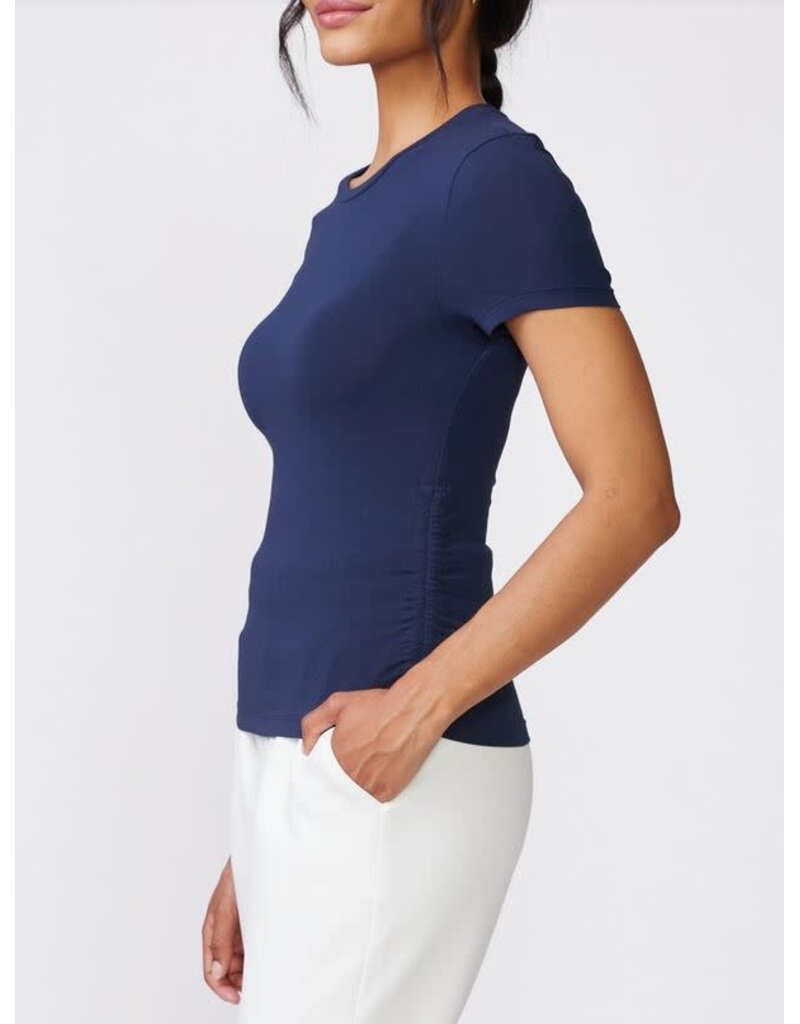 Thrive Societe Thrive Societe Short Sleeve Shirred Rib Tee Mood Indigo