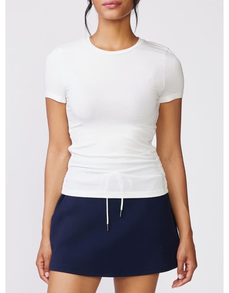 Thrive Societe Thrive Societe Short Sleeve Shirred Rib Tee White