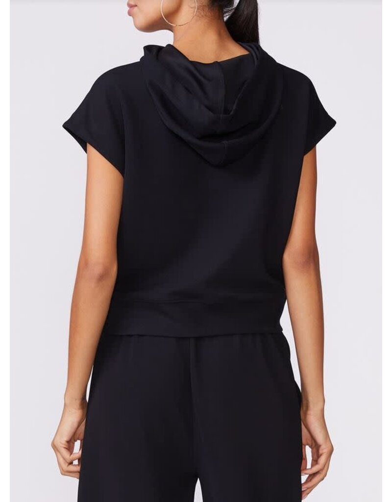 Thrive Societe Thrive Societe Twist Front Short Sleeve Hoodie Black