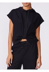 Thrive Societe Thrive Societe Twist Front Short Sleeve Hoodie Black