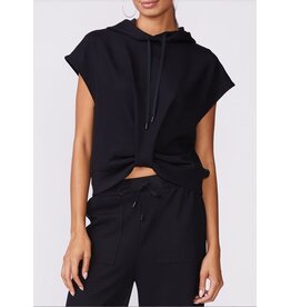 Thrive Societe Thrive Societe Twist Front Short Sleeve Hoodie Black
