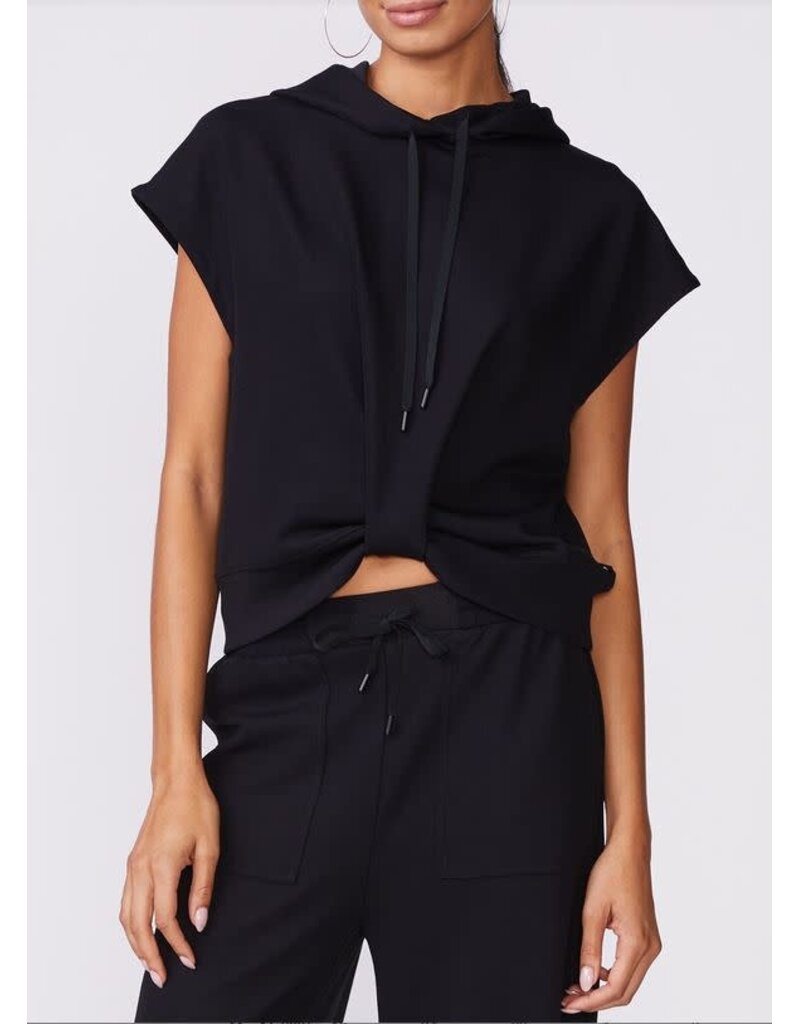 Thrive Societe Thrive Societe Twist Front Short Sleeve Hoodie Black