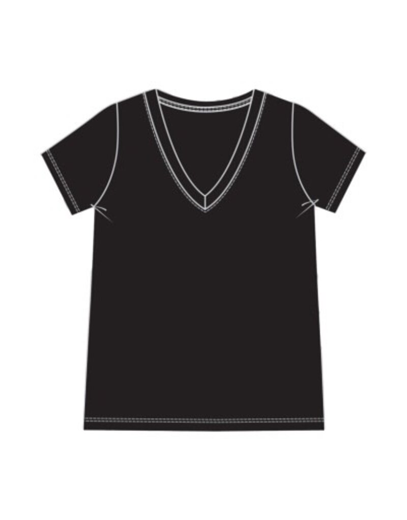 Liverpool Los Angeles Liverpool Short Sleeve V-neck Knit Tee