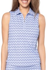 Golftini Golftini Nauti & Nice Sleeveless Polo Seersucker Blue White