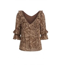 Liverpool Los Angeles Liverpool Long Sleeve Double Ruffle VNeck Woven Blouse