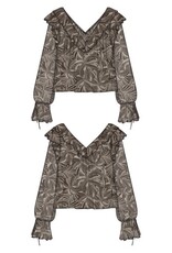 Liverpool Los Angeles Liverpool Long Sleeve Double Ruffle VNeck Woven Blouse