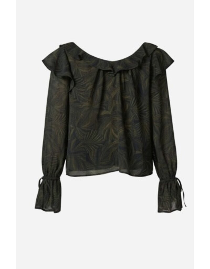 Liverpool Los Angeles Liverpool Long Sleeve Double Ruffle VNeck Woven Blouse