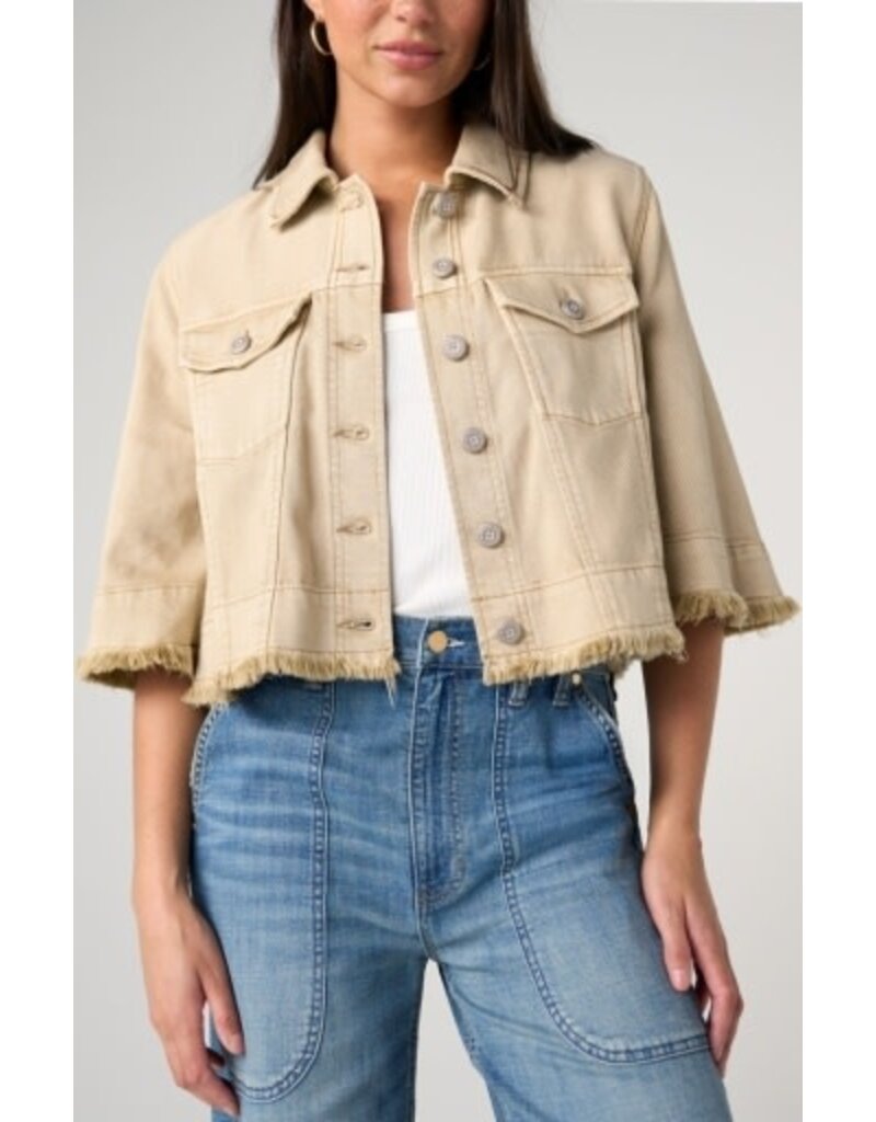 Liverpool Los Angeles Liverpool 3/4 Sleeve Frayed Flounce Jacket