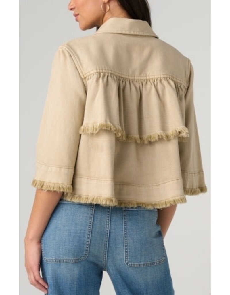 Liverpool Los Angeles Liverpool 3/4 Sleeve Frayed Flounce Jacket
