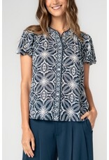Liverpool Los Angeles Liverpool Flutter Sleeve Mix Print Button Front Woven Top