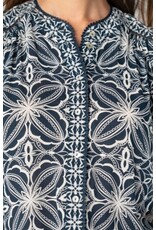 Liverpool Los Angeles Liverpool Flutter Sleeve Mix Print Button Front Woven Top