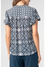 Liverpool Los Angeles Liverpool Flutter Sleeve Mix Print Button Front Woven Top