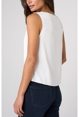 Liverpool Los Angeles Liverpool V-Neck Woven Tank with Lace Trim