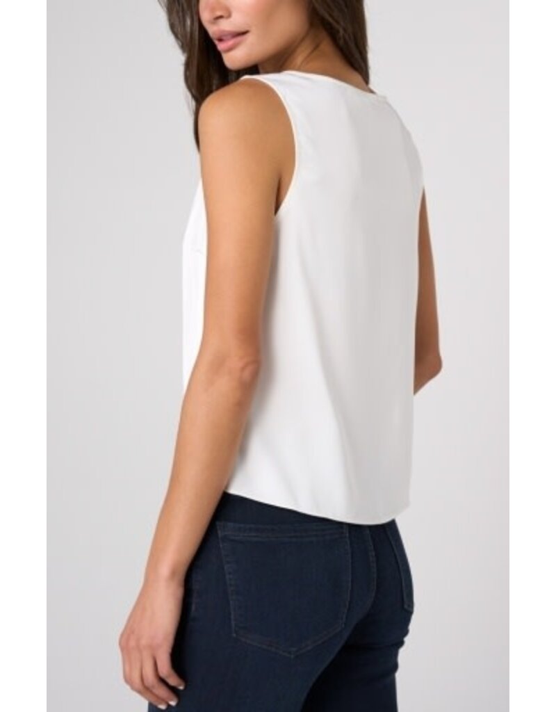 Liverpool Los Angeles Liverpool V-Neck Woven Tank with Lace Trim