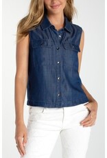Liverpool Los Angeles Liverpool Sleeveless Button Front Top with Pockets