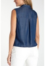 Liverpool Los Angeles Liverpool Sleeveless Button Front Top with Pockets