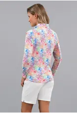 IBKul IBKul Global Impression Long Sleeve Zip Mock Red Multi
