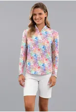 IBKul IBKul Global Impression Long Sleeve Zip Mock Red Multi
