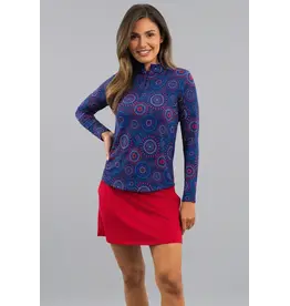 IBKul IBKul Patriot Pop Long Sleeve  Zip Mock Navy Multi