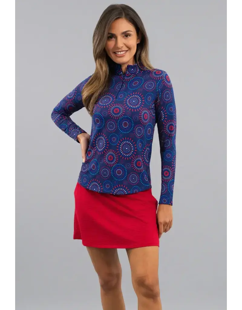 IBKul IBKul Patriot Pop Long Sleeve Zip Mock Navy Multi