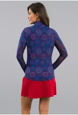 IBKul IBKul Patriot Pop Long Sleeve Zip Mock Navy Multi