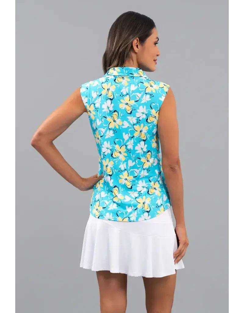 IBKul IBKul Eleanor Sleeveless Polo Seafoam Lemonade