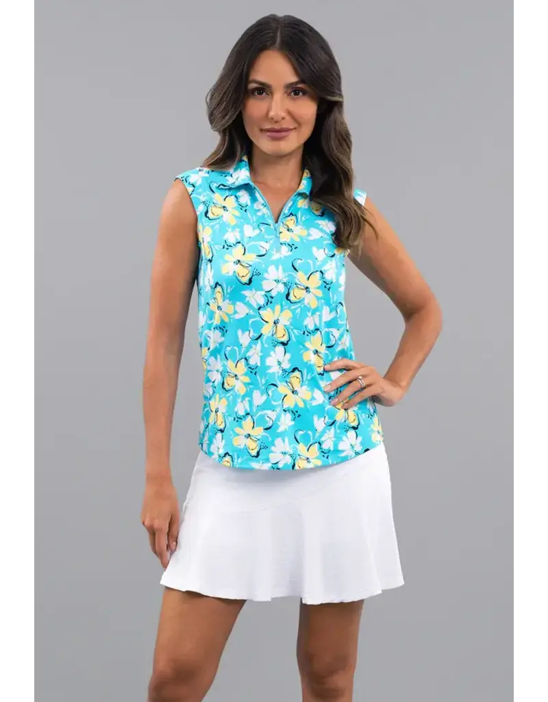 IBKul IBKul Eleanor Sleeveless Polo Seafoam Lemonade