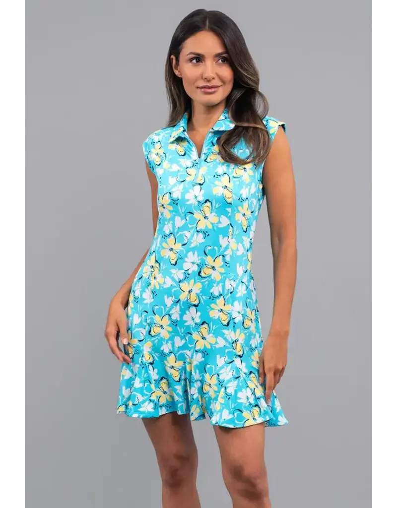 IBKul IBKul Eleanor Sleeveless Polo Dress Seafoam Lemonade