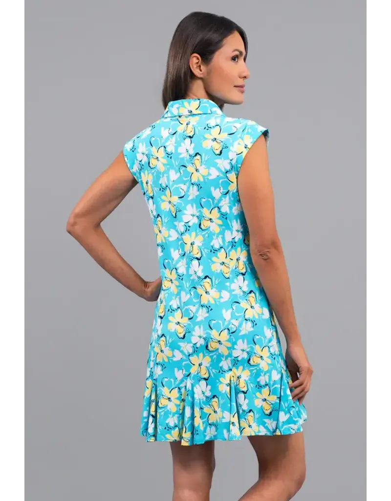 IBKul IBKul Eleanor Sleeveless Polo Dress Seafoam Lemonade