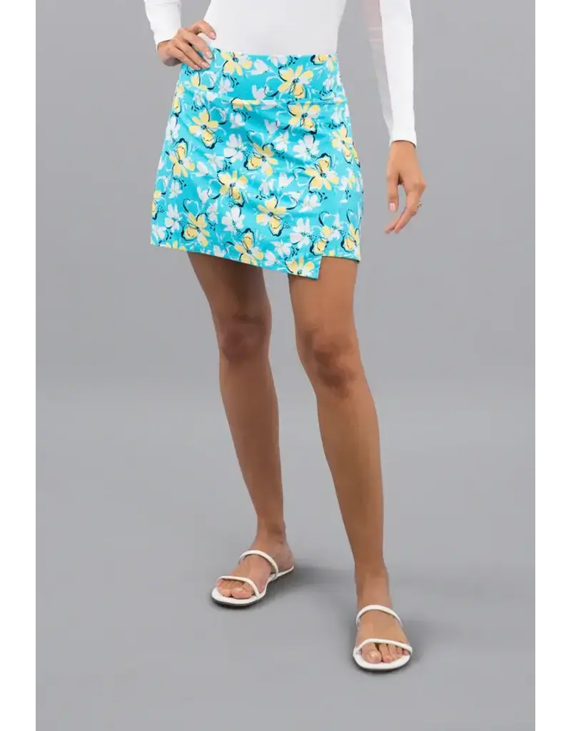 IBKul Eleanor Faux Wrap Skort Seafoam Lemonade 16.5"