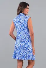 IBKul IBKul Yesenia Sleeveless Polo Dress Blue