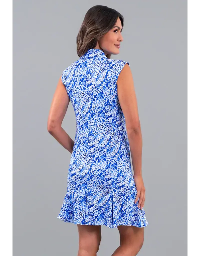 IBKul IBKul Yesenia Sleeveless Polo Dress Blue