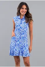 IBKul IBKul Yesenia Sleeveless Polo Dress Blue
