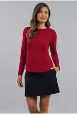 IBKul IBKul Solid Long Sleeve Crew w/ Mesh Ruby