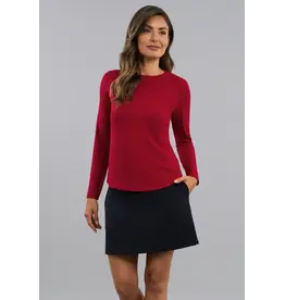 IBKul IBKul Solid Long Sleeve  Crew w/ Mesh Ruby