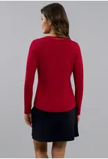 IBKul IBKul Solid Long Sleeve Crew w/ Mesh Ruby